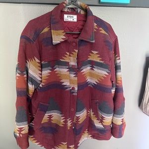 Stoic Lined Shacket in Soft Aztec Print Md, gently worn